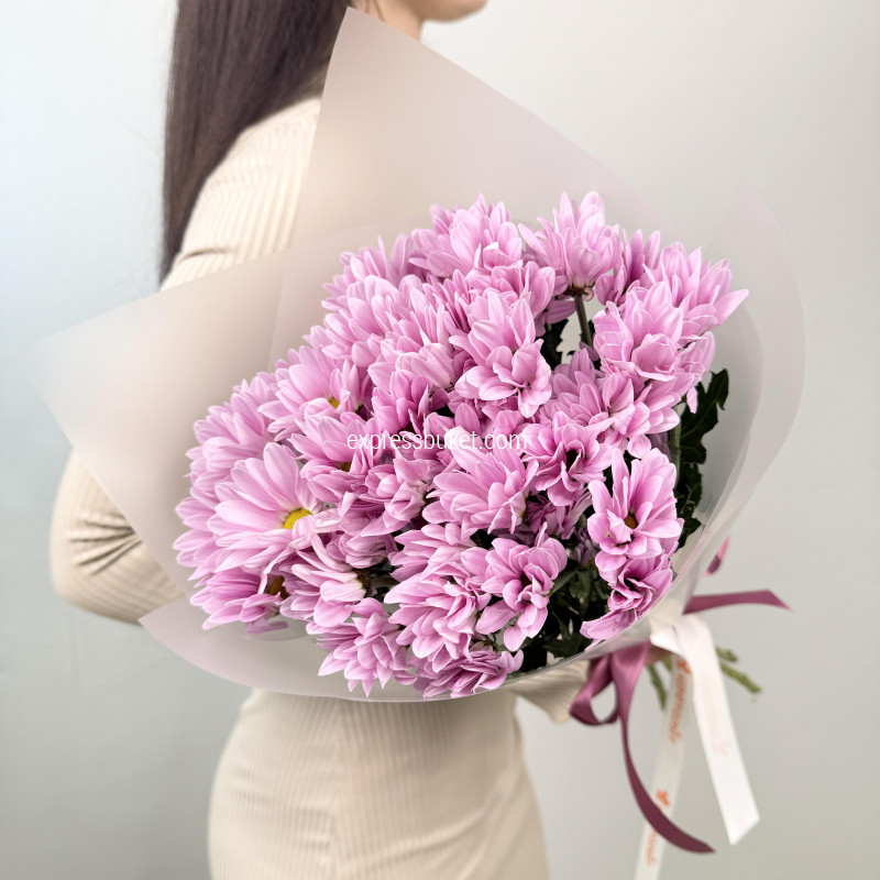 Букет из 5 розовых хризантем